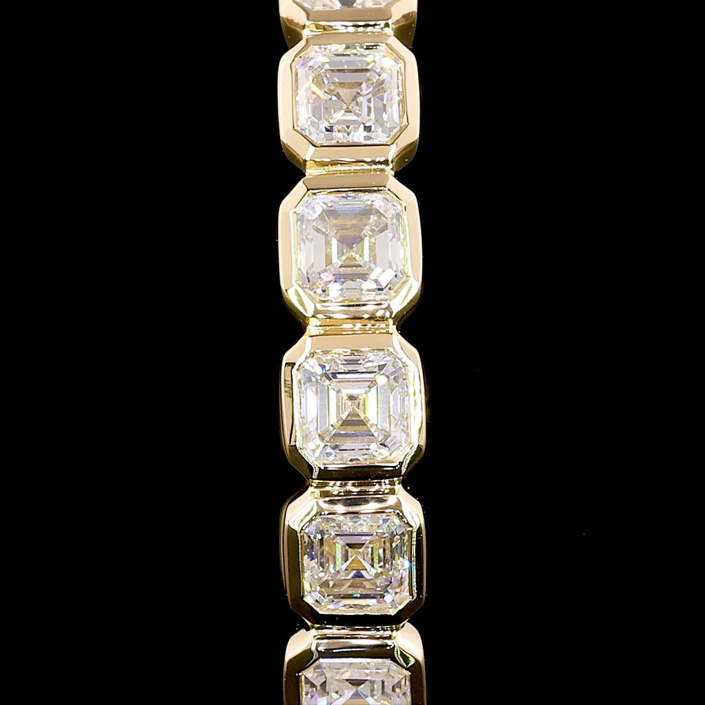 3.26 Cts 14K YELLOW GOLD Asscher Shape C Hoops Earring