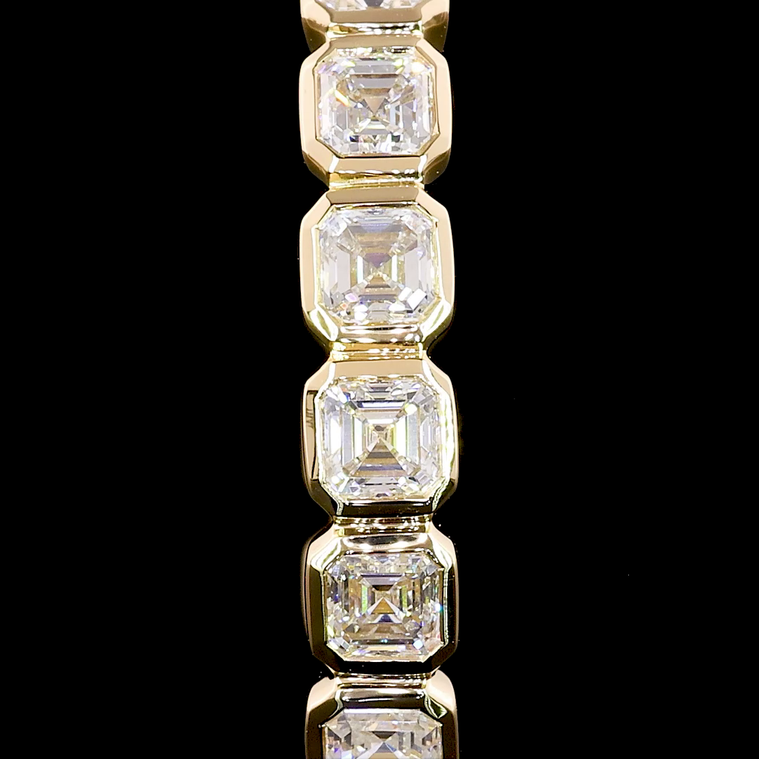 3.26 Cts 14K YELLOW GOLD Asscher Shape C Hoops Earring