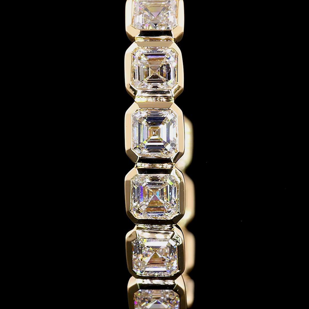 4.06 Cts 14K YELLOW GOLD Asscher Shape C Hoops Earring