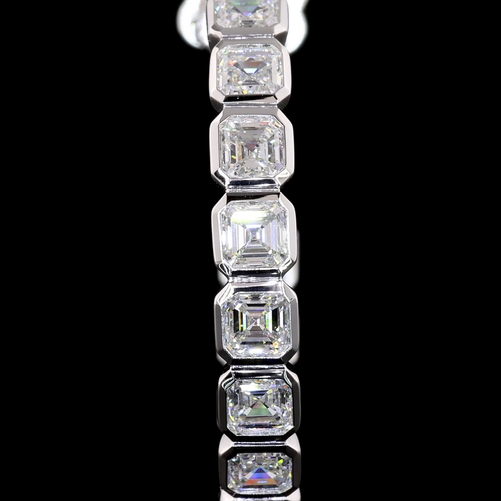 5.19 Cts 14K WHITE GOLD Asscher Shape C Hoops Earring