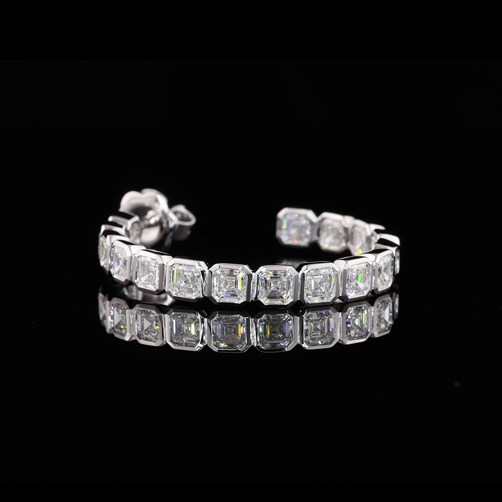 5.19 Cts 14K WHITE GOLD Asscher Shape C Hoops Earring