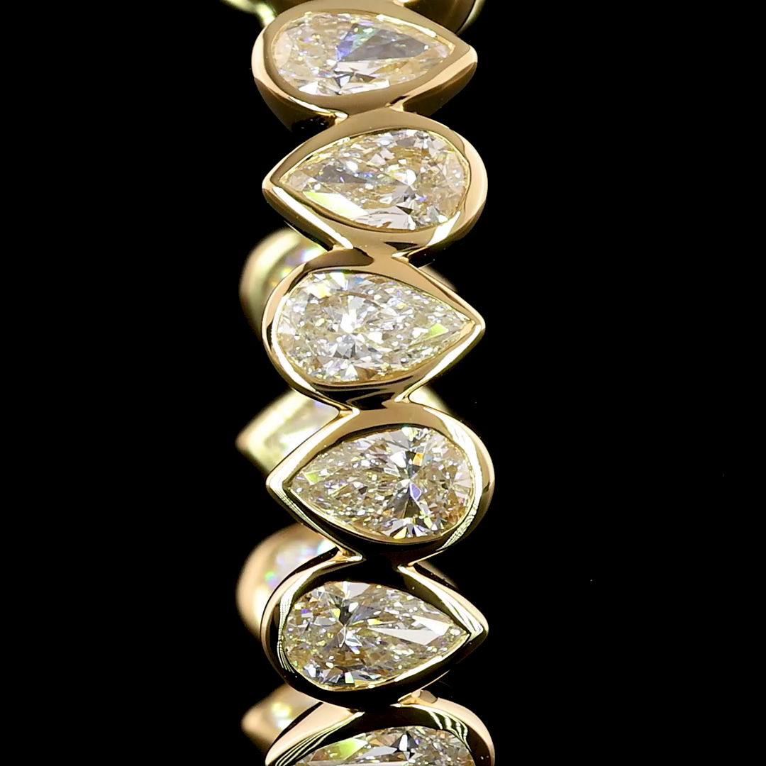 4.12 Cts 14K YELLOW GOLD Pear Shape C Hoops Earring