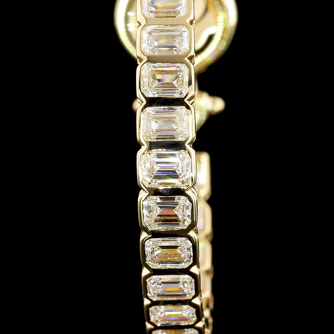 3.99 Cts 14K YELLOW GOLD Emerald Shape Omega Hoops Earring