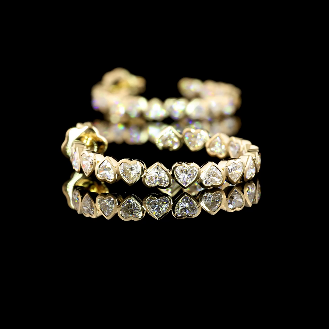 4.28 Cts 14K YELLOW GOLD Heart Shape C Hoops Earring