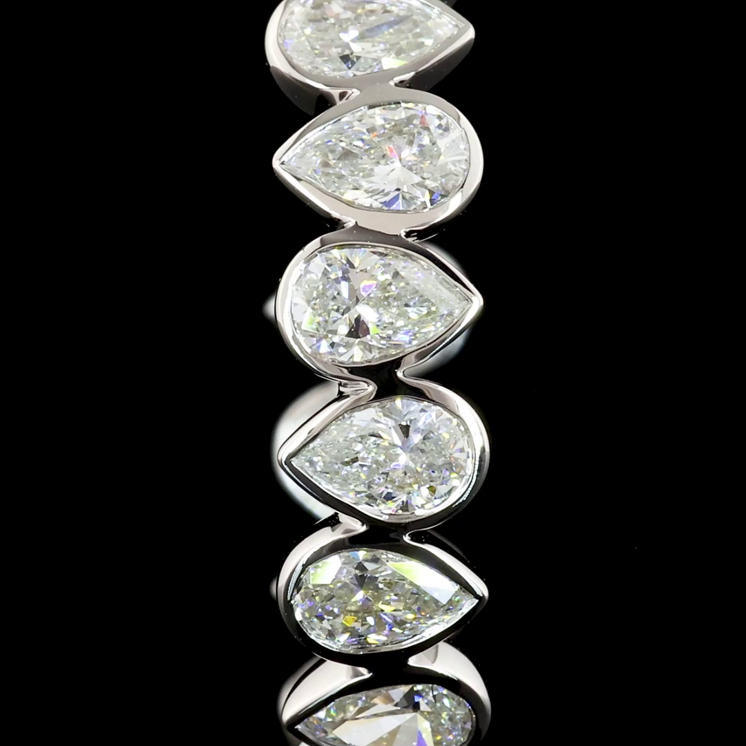 5.72 Cts 14K WHITE GOLD Pear Shape C Hoops Earring