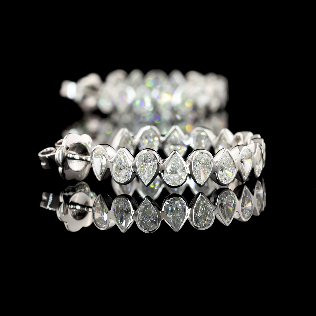5.72 Cts 14K WHITE GOLD Pear Shape C Hoops Earring
