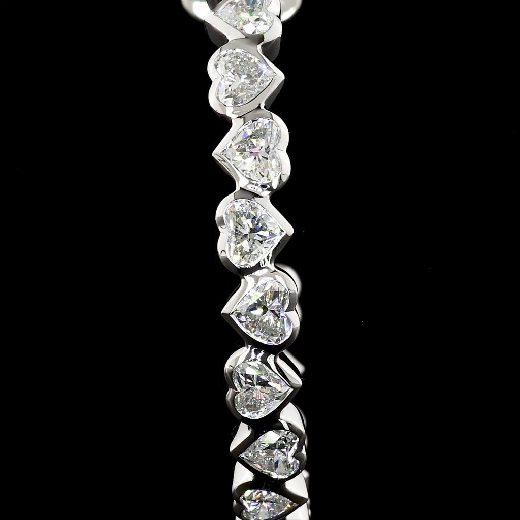 5.38 Cts 14K WHITE GOLD Heart Shape C Hoops Earring