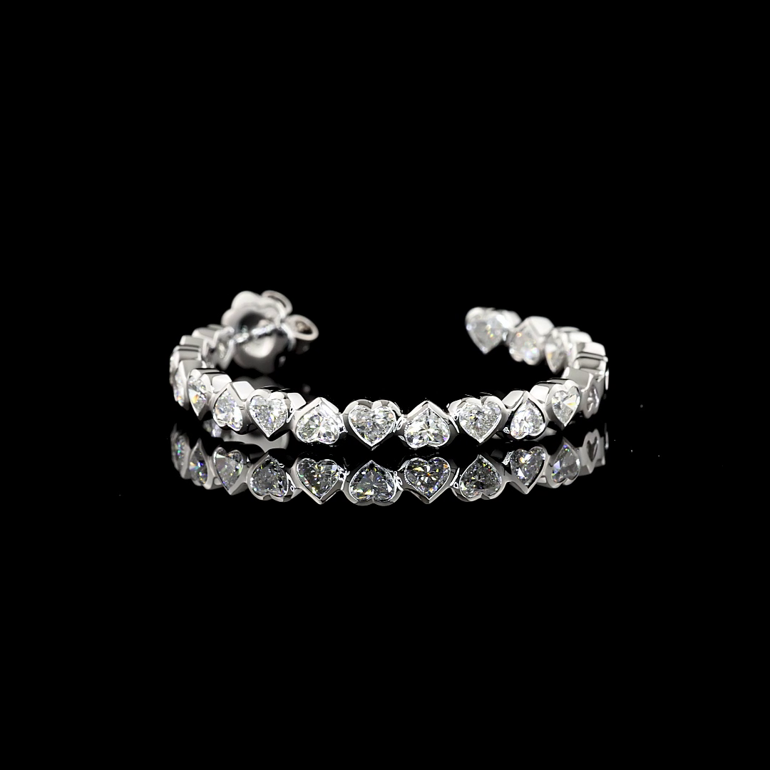 5.38 Cts 14K WHITE GOLD Heart Shape C Hoops Earring