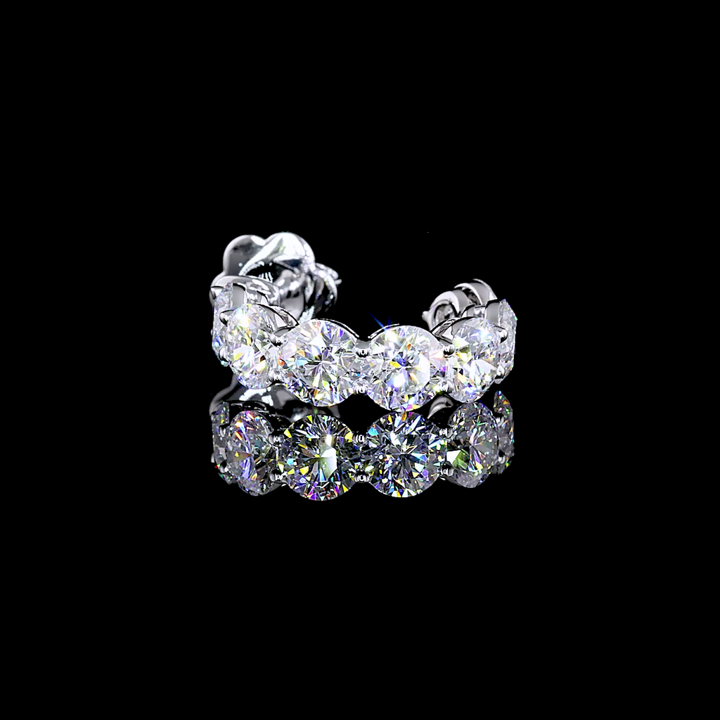 4.58 Cts 14K WHITE GOLD Round Shape C Hoops Earring