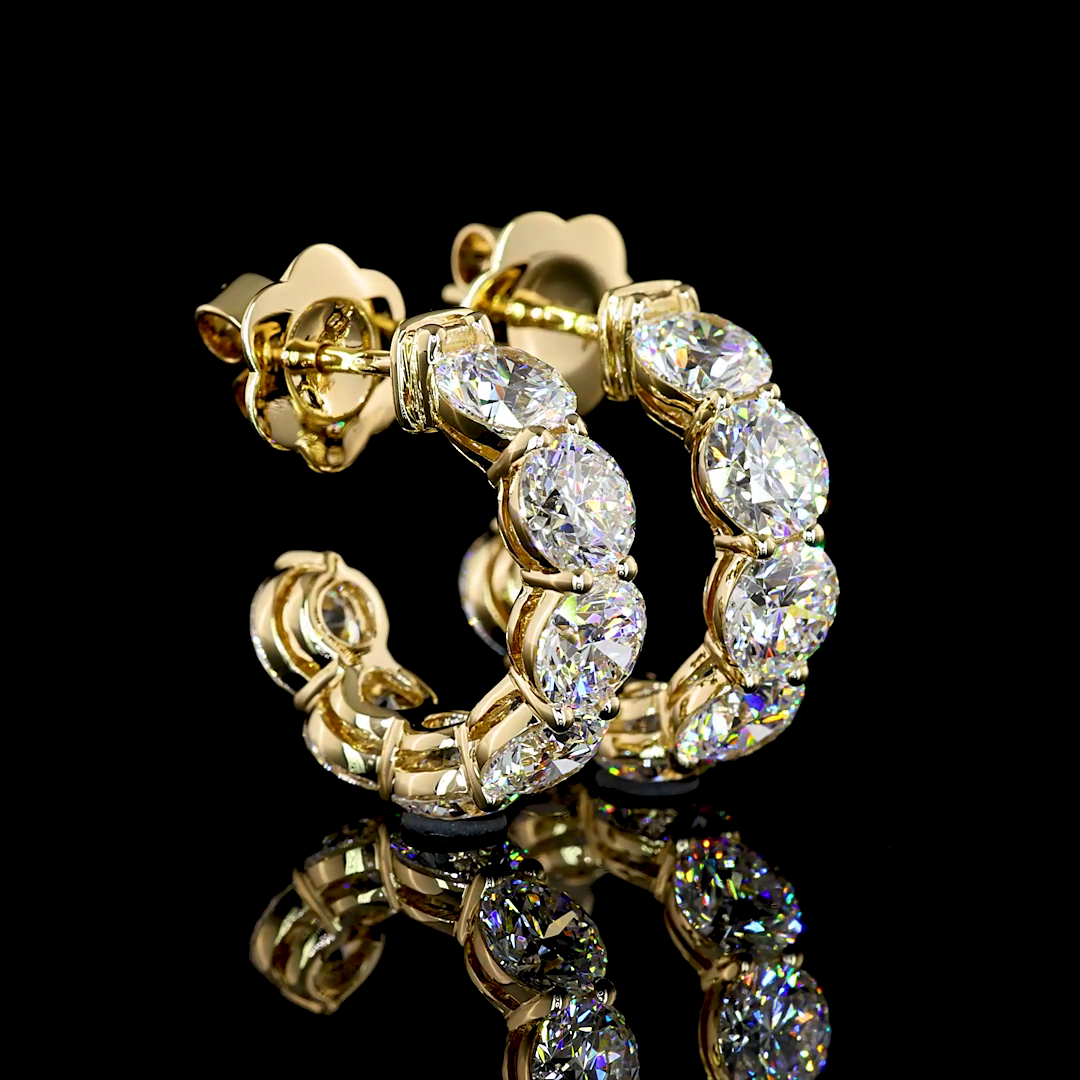 4.72 Cts 14K YELLOW GOLD Round Shape C Hoops Earring
