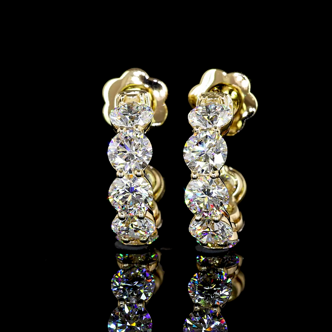 4.72 Cts 14K YELLOW GOLD Round Shape C Hoops Earring