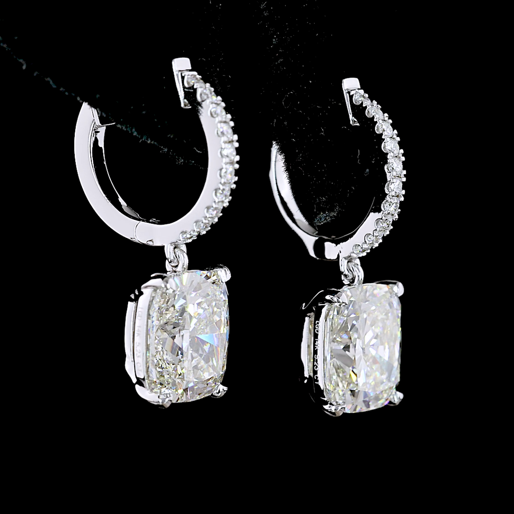 5.22 Cts 14K WHITE GOLD Cushion Shape Hanging Earring