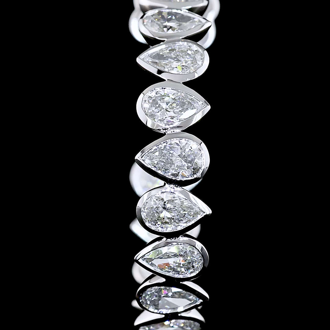 4.87 Cts 14K WHITE GOLD Pear Shape C Hoops Earring