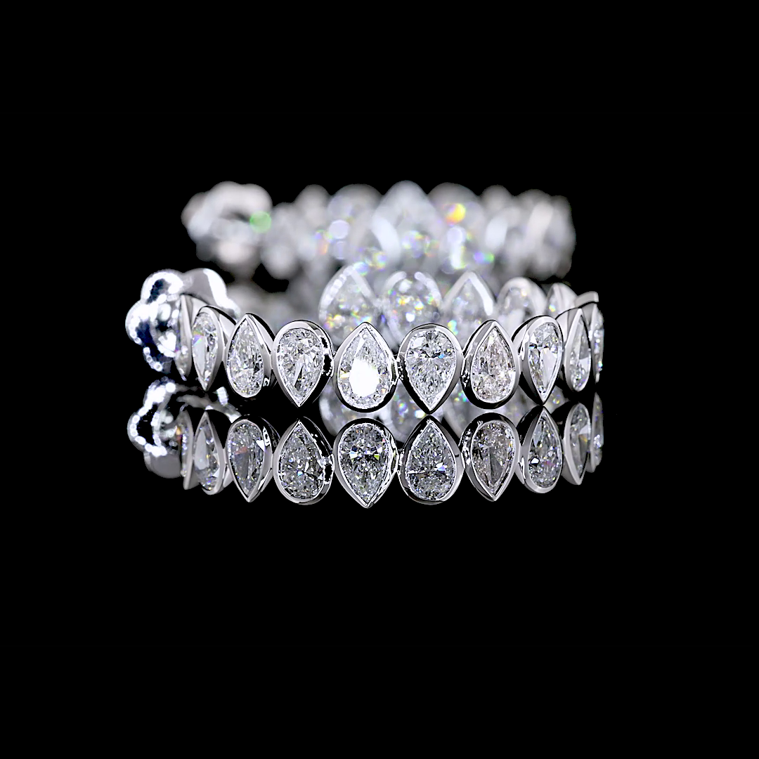 4.87 Cts 14K WHITE GOLD Pear Shape C Hoops Earring