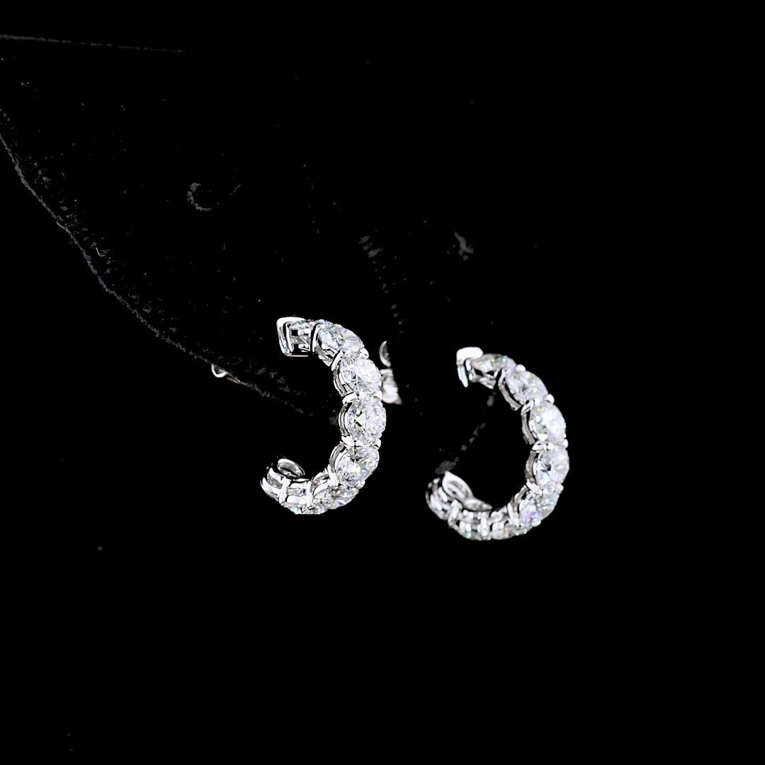 2.86 Cts 14K WHITE GOLD Round Shape C Hoops Earring