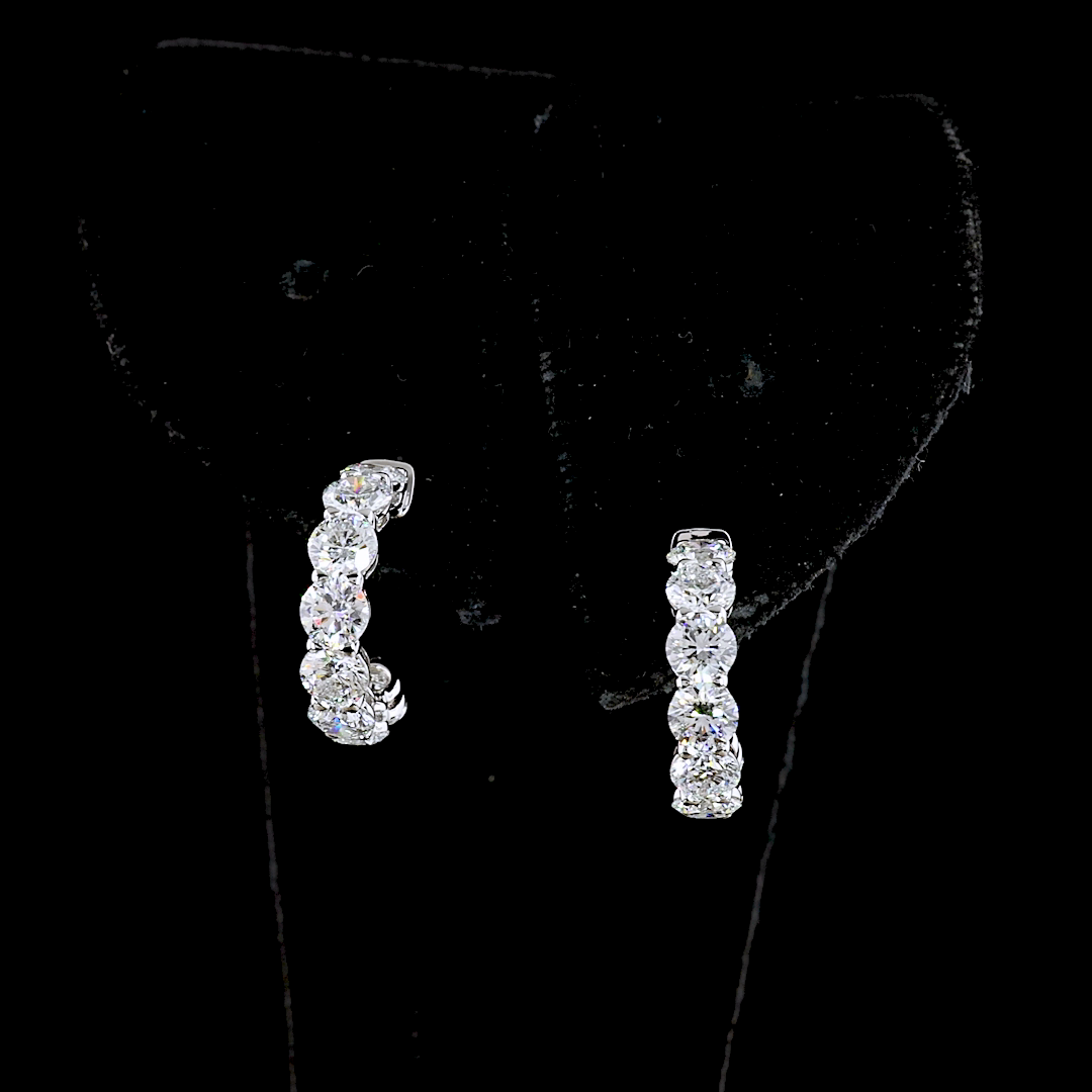 2.86 Cts 14K WHITE GOLD Round Shape C Hoops Earring