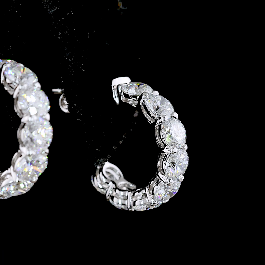 2.86 Cts 14K WHITE GOLD Round Shape C Hoops Earring