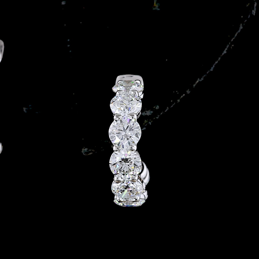 2.86 Cts 14K WHITE GOLD Round Shape C Hoops Earring