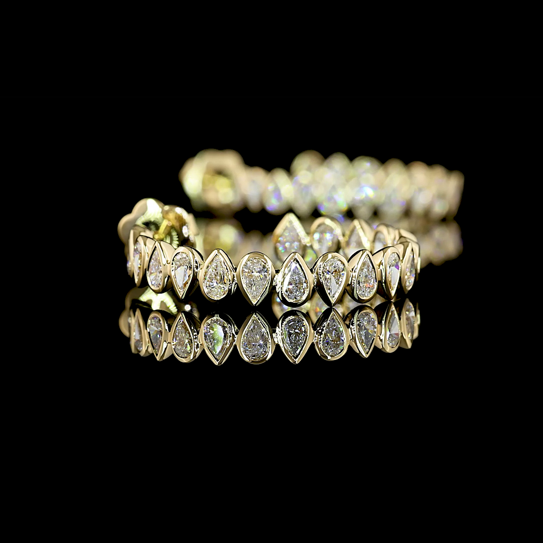 2.75 Cts 14K YELLOW GOLD Pear Shape C Hoops Earring