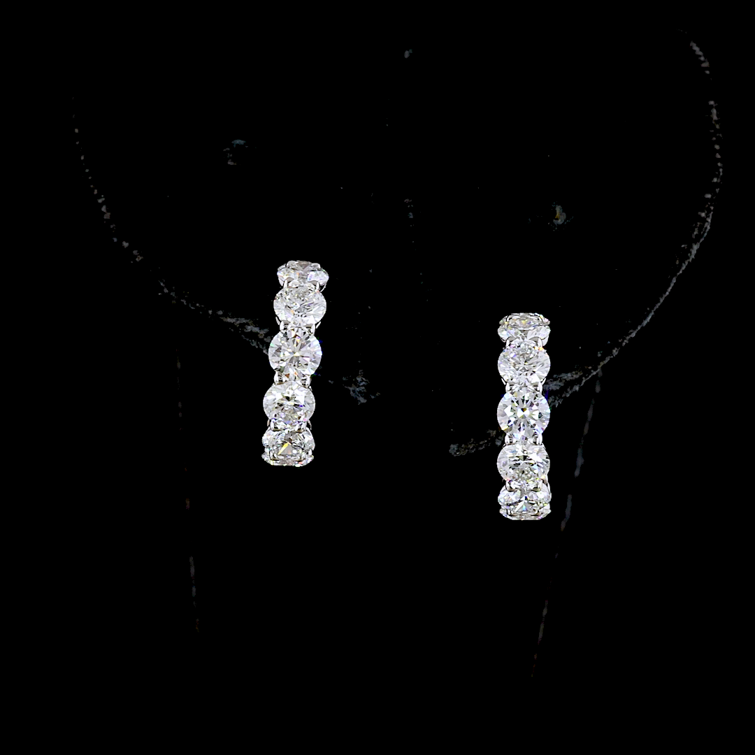 3.01 Cts 14K WHITE GOLD Round Shape C Hoops Earring