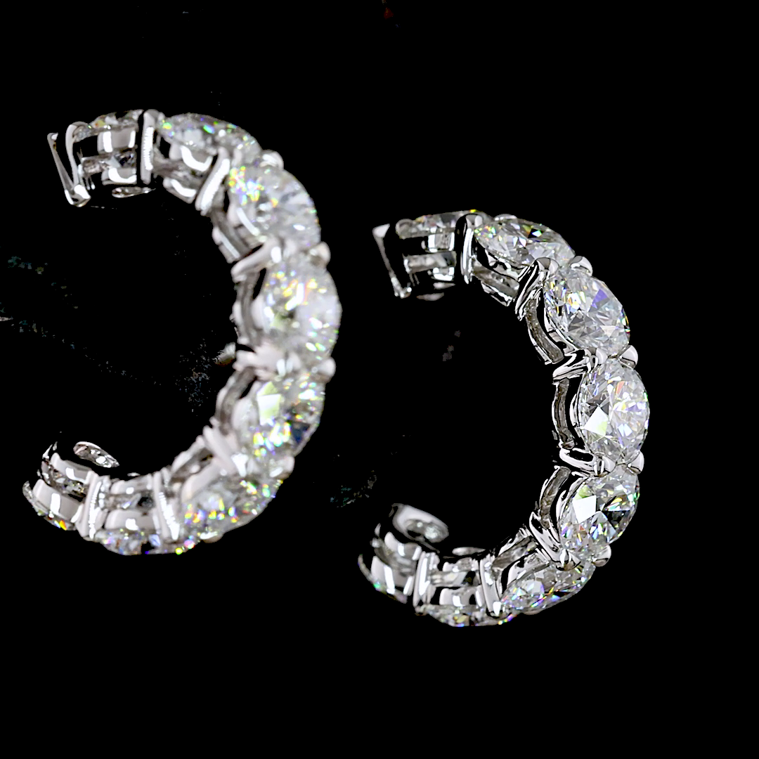3.01 Cts 14K WHITE GOLD Round Shape C Hoops Earring