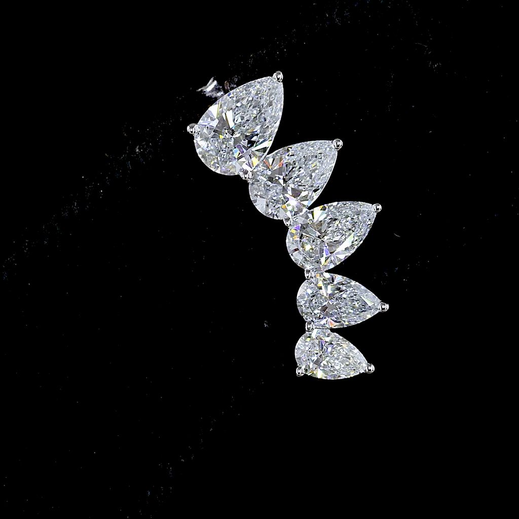 2.68 Cts 14K WHITE GOLD Pear Shape Crawler Earring
