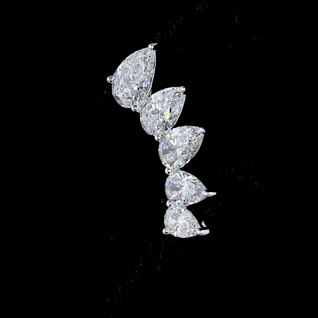 2.68 Cts 14K WHITE GOLD Pear Shape Crawler Earring