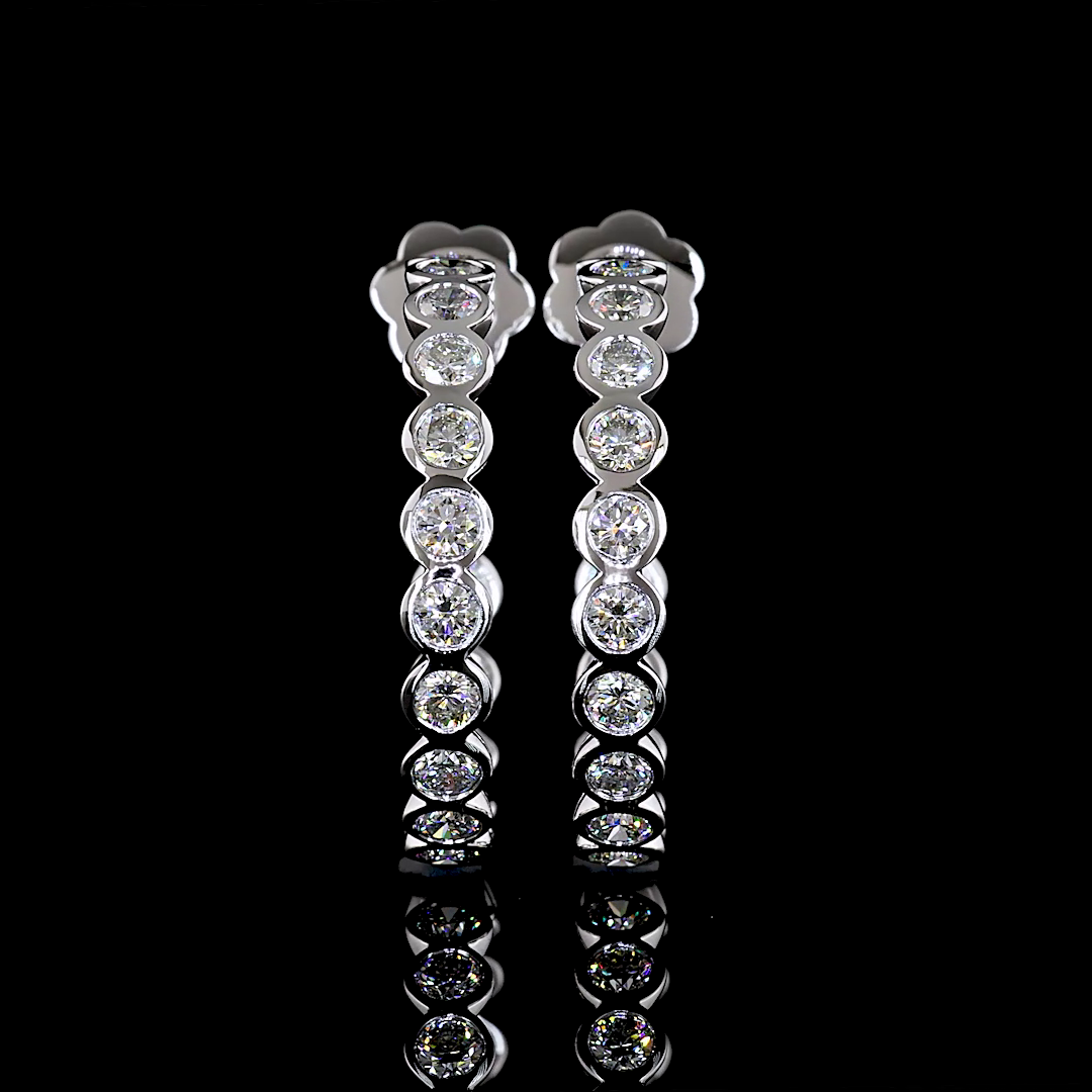 3.03 Cts 14K WHITE GOLD Round Shape C Hoops Earring