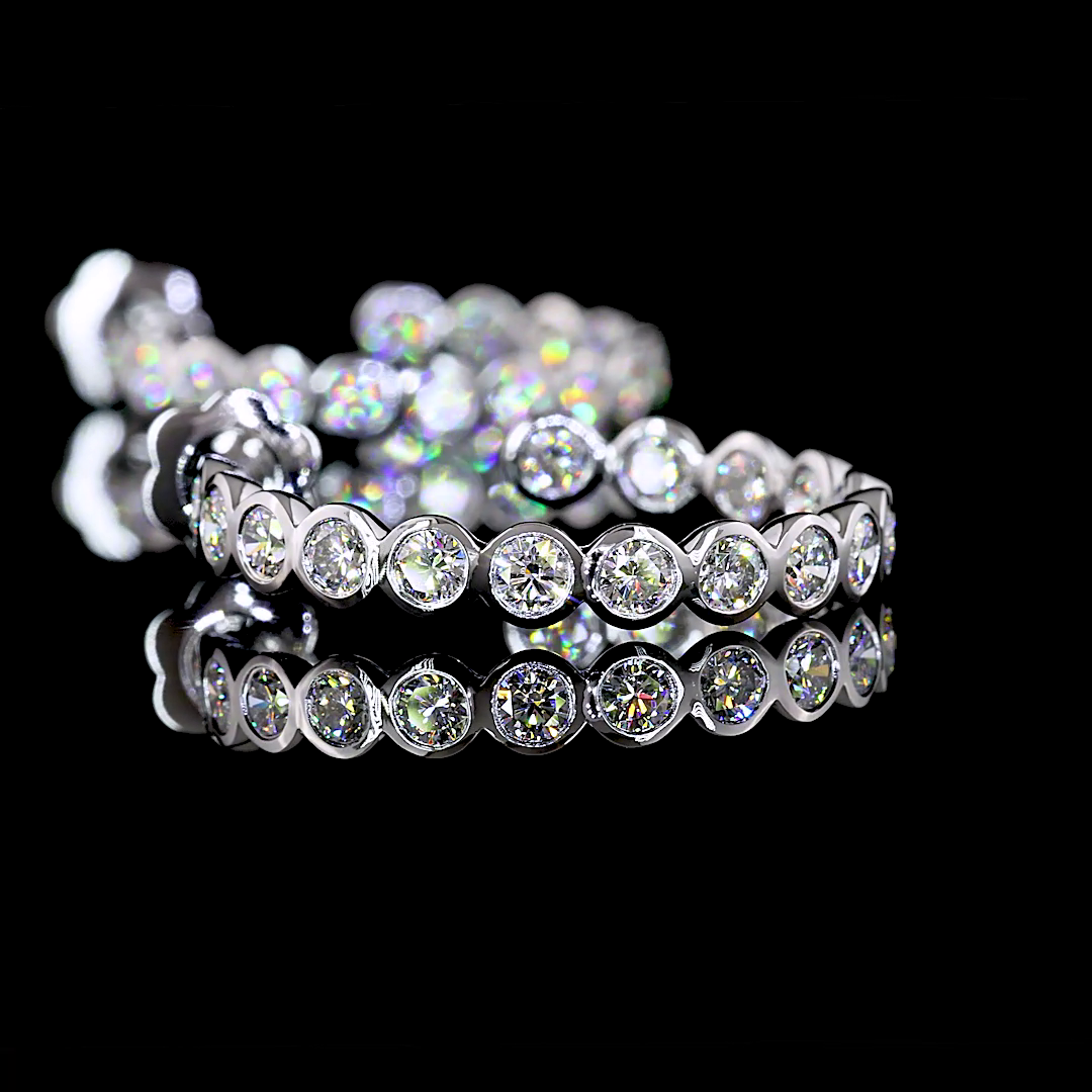 3.03 Cts 14K WHITE GOLD Round Shape C Hoops Earring