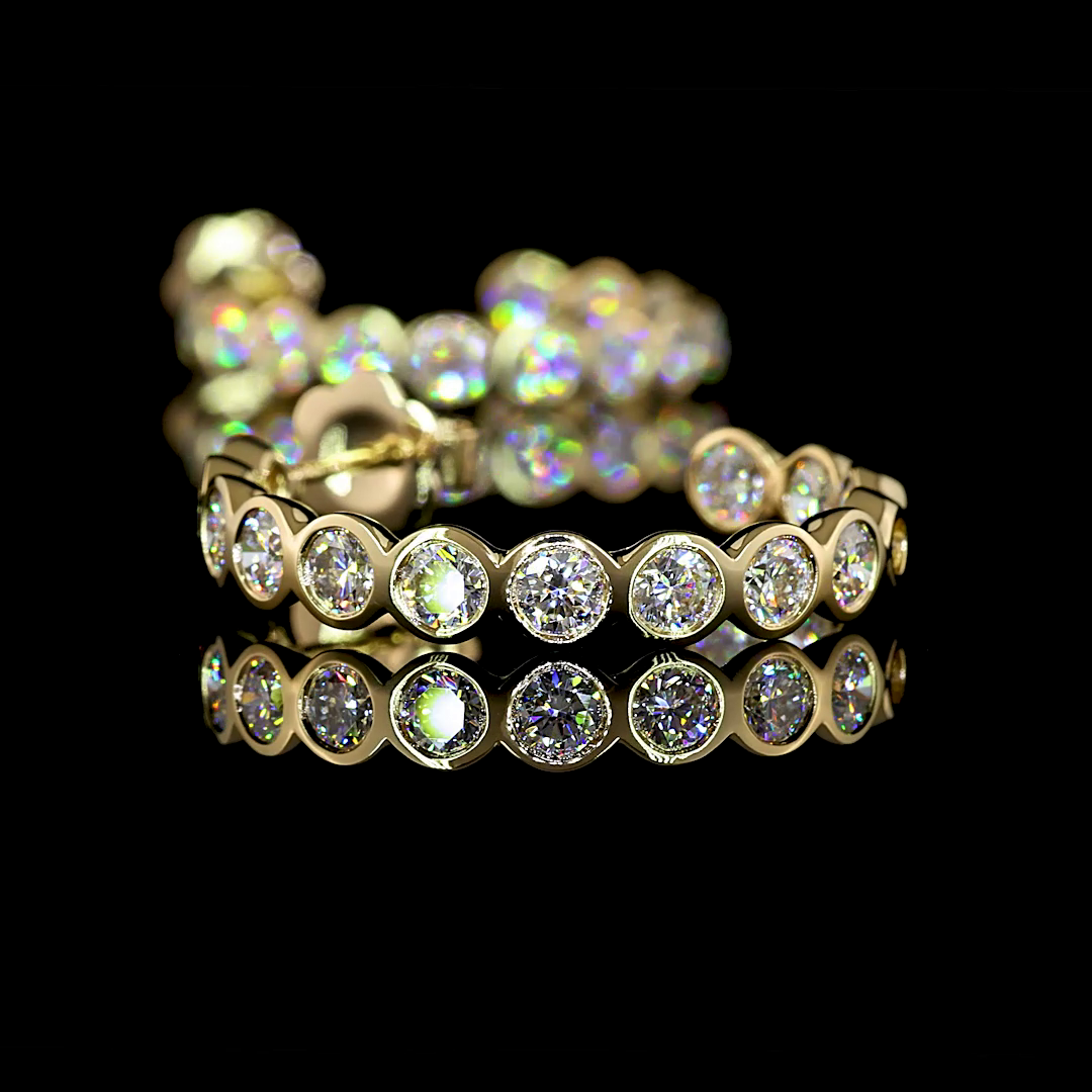 4.32 Cts 14K YELLOW GOLD Round Shape C Hoops Earring