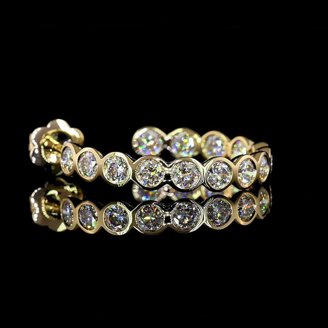 4.32 Cts 14K YELLOW GOLD Round Shape C Hoops Earring