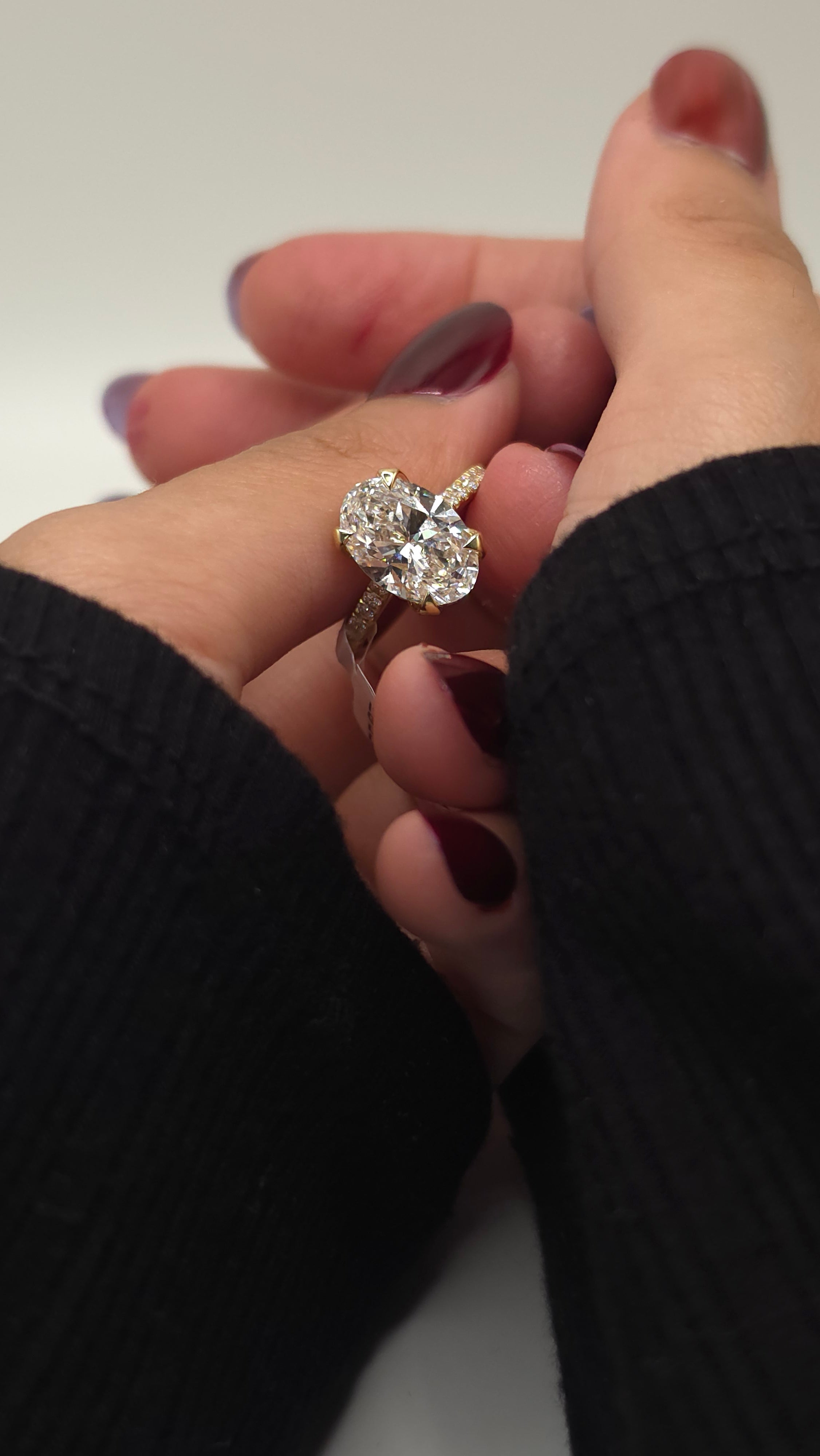 4.04 Ct Oval Cut Lab Grown Diamond Engagement Ring with Hidden Halo in Yellow Gold