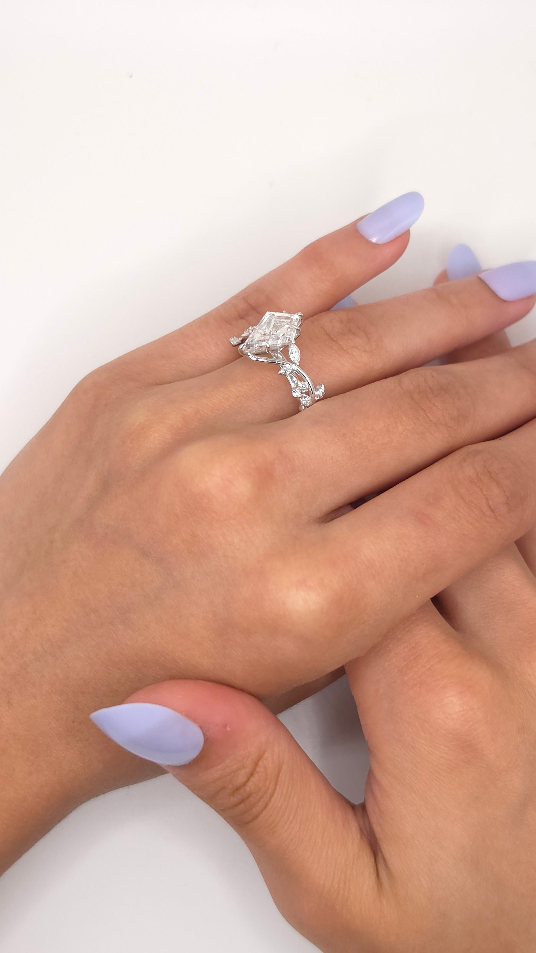 2.33 Ct Vintage Vine Engagement Ring with Kite Cut Lab Grown Diamond