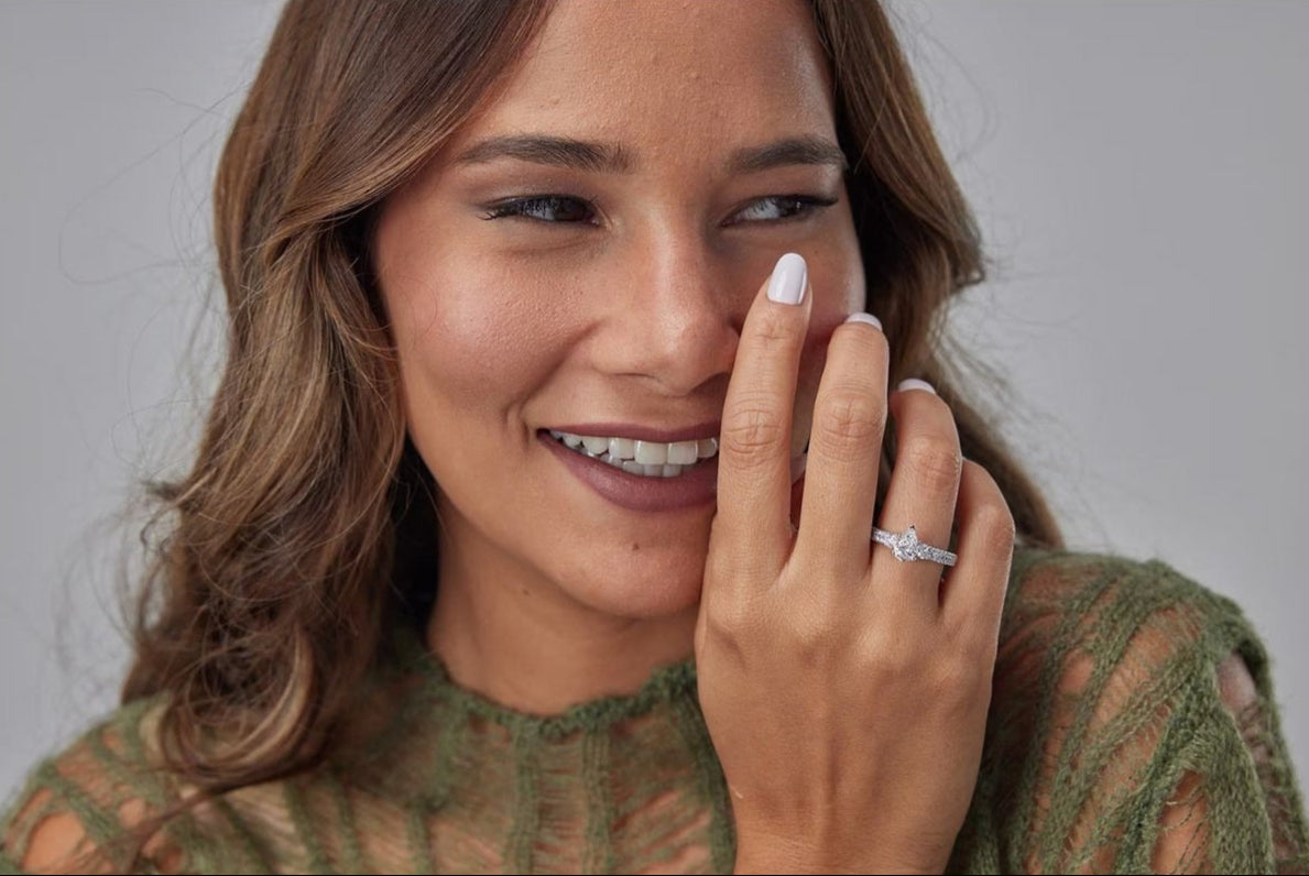 2.25 Ctw Pear Lab Grown Diamond Engagement Ring with Double Row Side