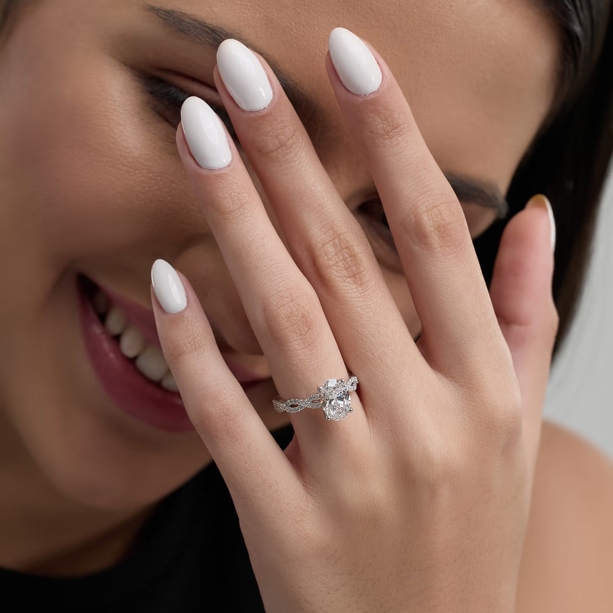 4.30 Ctw Oval Lab Grown Diamond Double Twist Engagement Ring