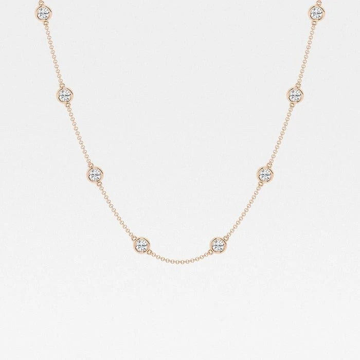 4.00 Ct Round Lab Grown Diamond Station Fashion Necklace