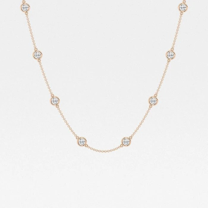 4.00 Ct Round Lab Grown Diamond Station Fashion Necklace