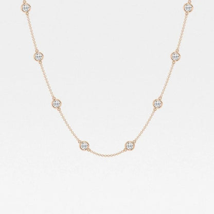 4.00 Ct Round Lab Grown Diamond Station Fashion Necklace