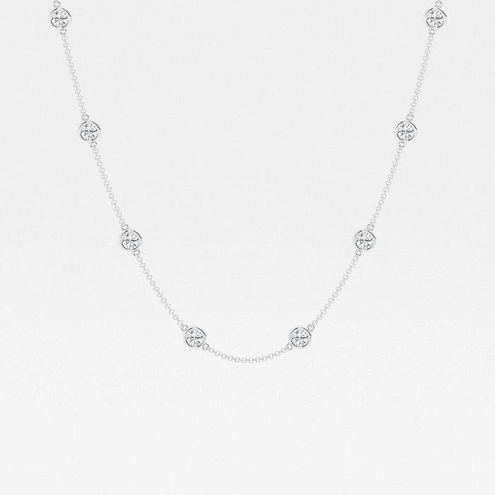 4.00 Ct Round Lab Grown Diamond Station Fashion Necklace