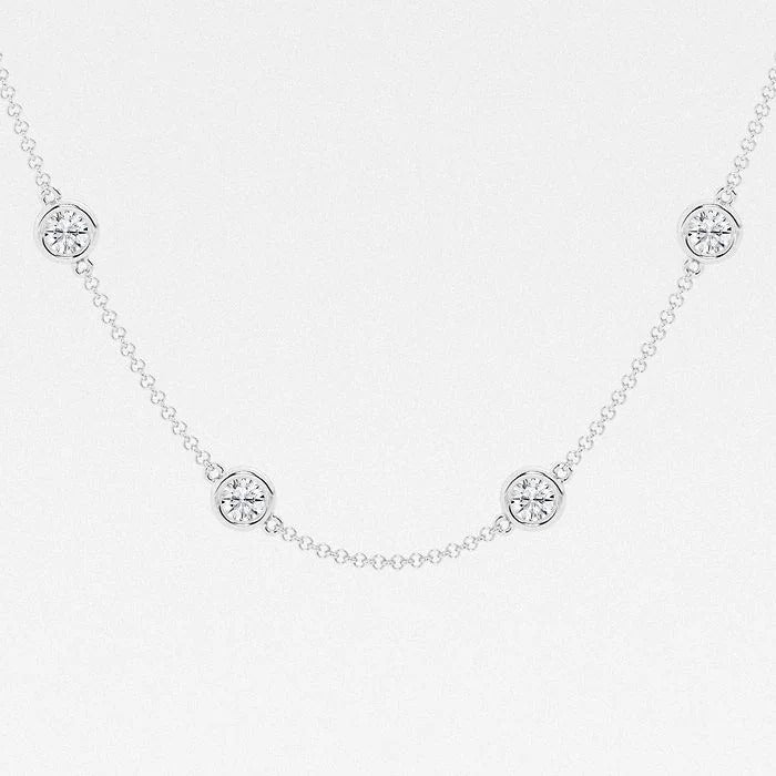 4.00 Ct Round Lab Grown Diamond Station Fashion Necklace