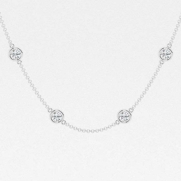 4.00 Ct Round Lab Grown Diamond Station Fashion Necklace