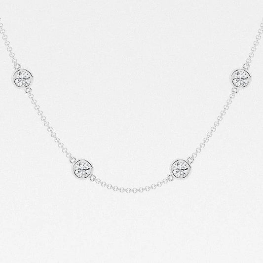 4.00 Ct Round Lab Grown Diamond Station Fashion Necklace