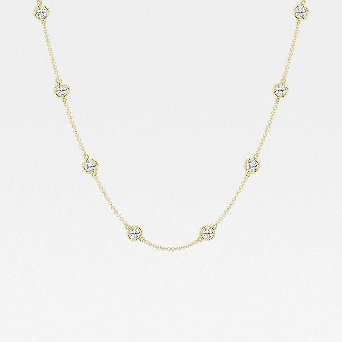 4.00 Ct Round Lab Grown Diamond Station Fashion Necklace