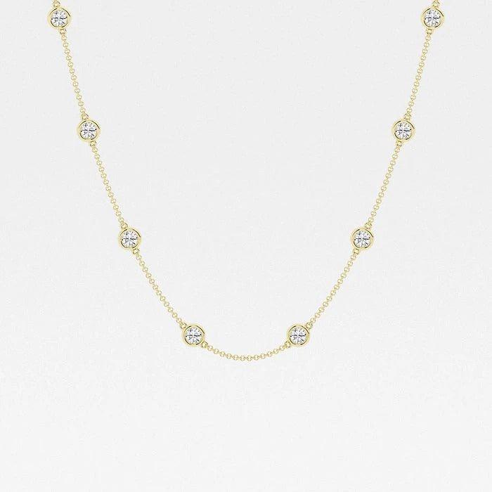 4.00 Ct Round Lab Grown Diamond Station Fashion Necklace