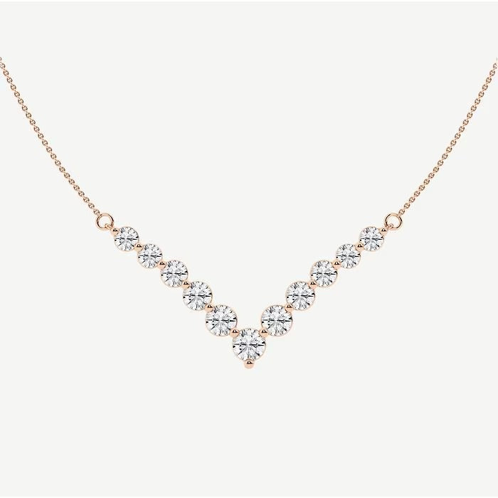 2.20 Ct Round Lab Grown Diamond Chevron Fashion Necklace