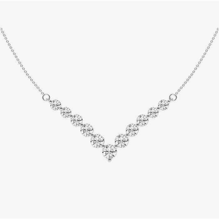 2.20 Ct Round Lab Grown Diamond Chevron Fashion Necklace