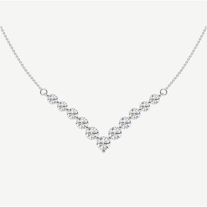 2.20 Ct Round Lab Grown Diamond Chevron Fashion Necklace