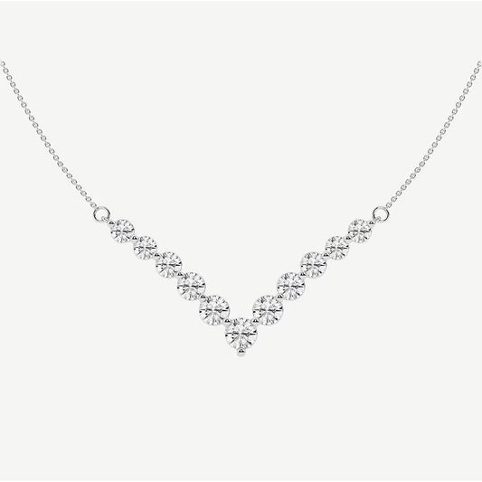 2.20 Ct Round Lab Grown Diamond Chevron Fashion Necklace