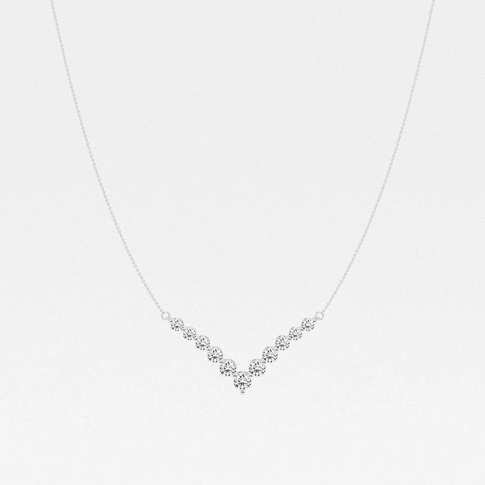 2.20 Ct Round Lab Grown Diamond Chevron Fashion Necklace