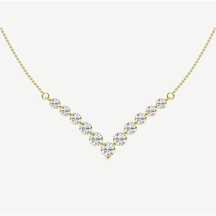 2.20 Ct Round Lab Grown Diamond Chevron Fashion Necklace